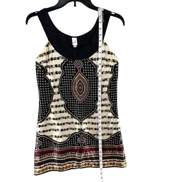 Anthro Nell Couture Y2K Dress 0 XS Black Cream Silk Dashiki Floral Boho Chic - Picture 9 of 12